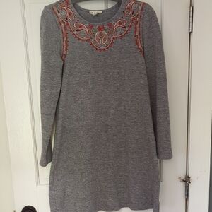 Embroidered Gray Dress